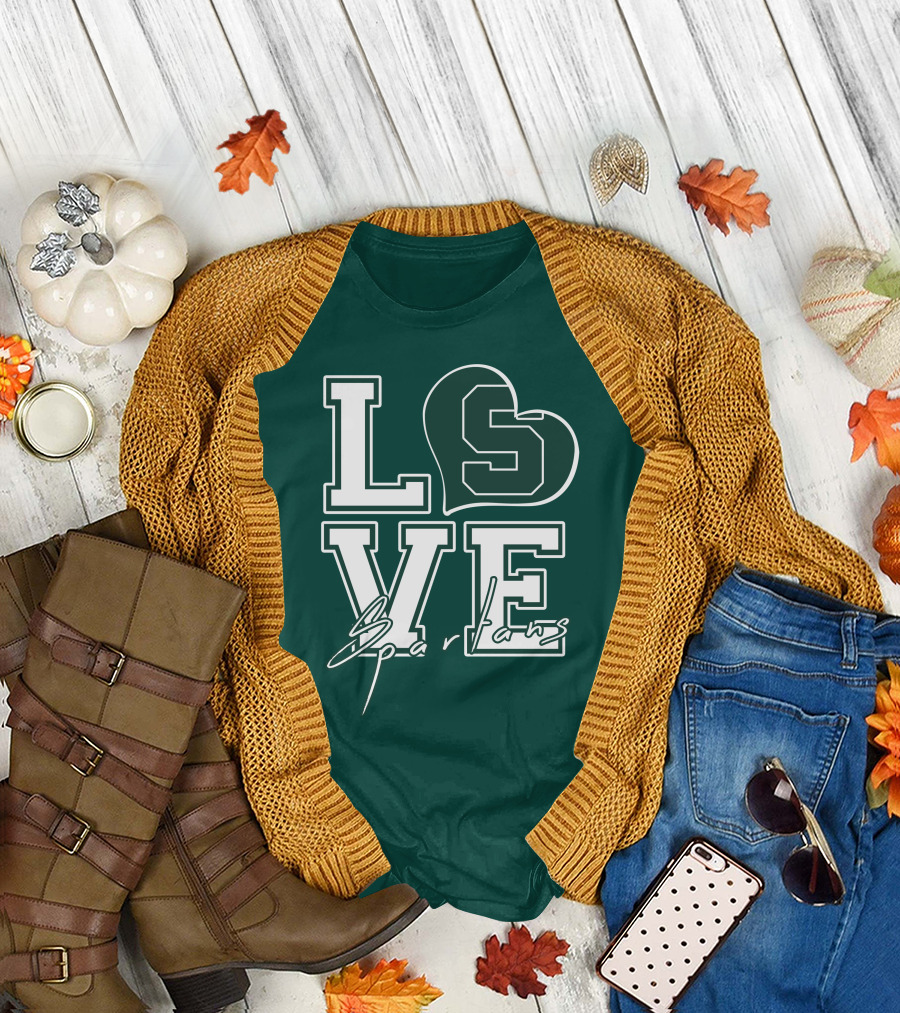 Love Spartans Michigan State Heart T-Shirt