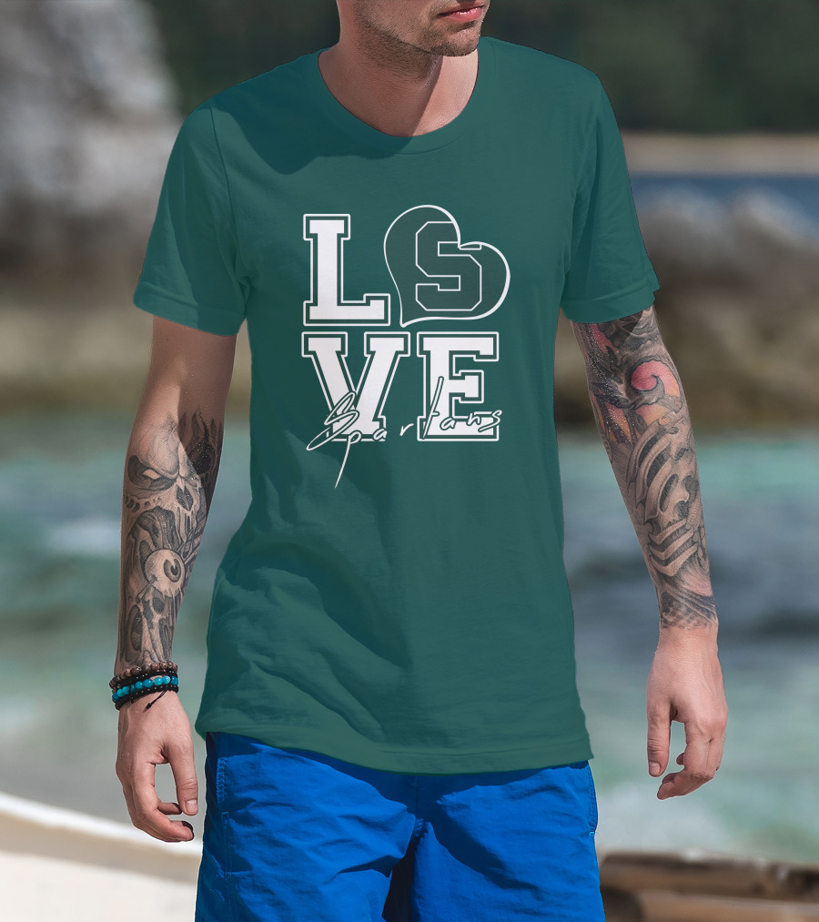 Love Spartans Michigan State Heart T-Shirt