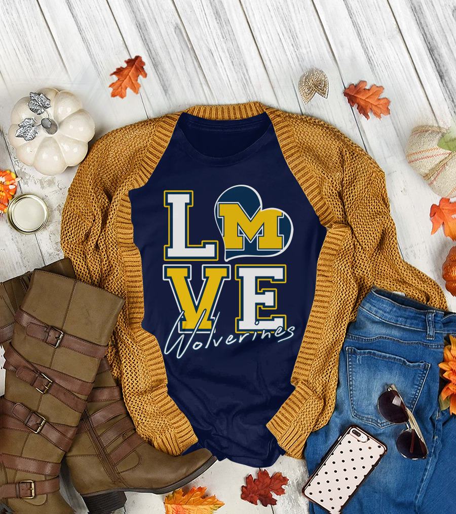 Love Michigan Wolverines Heart T-Shirt