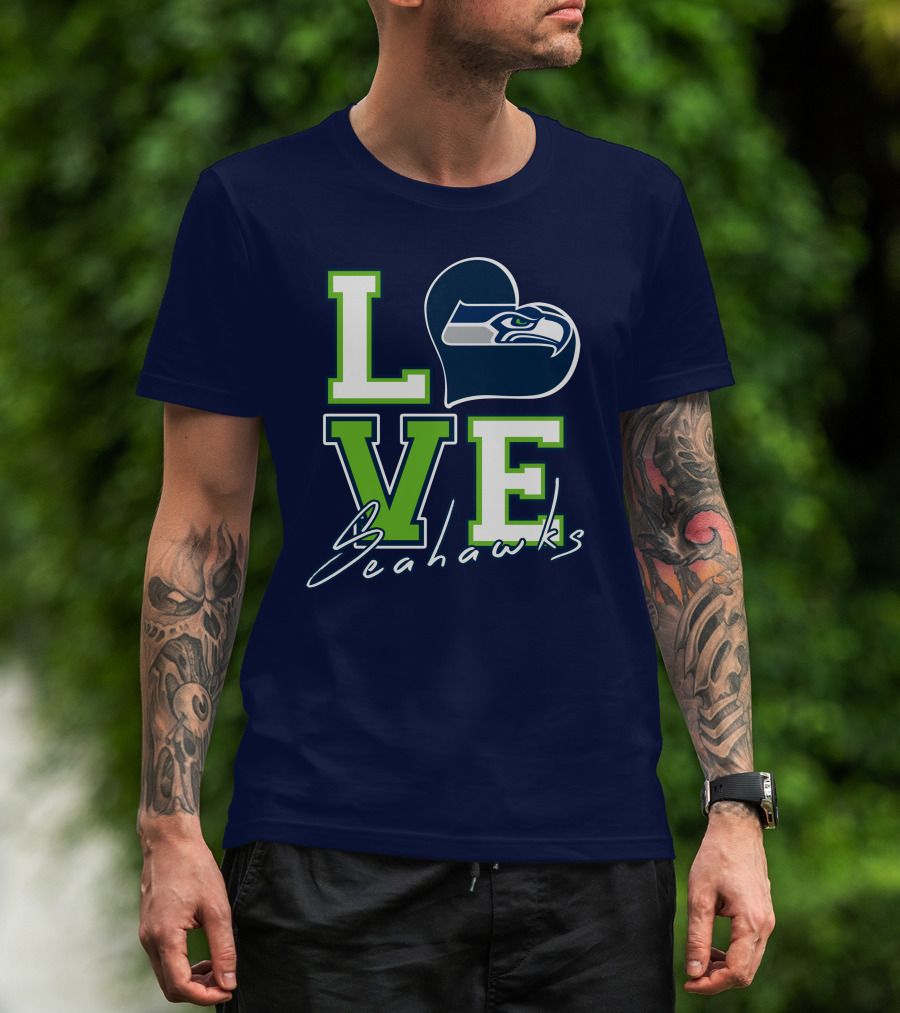 LOVE Seattle Seahawks Heart T-Shirt