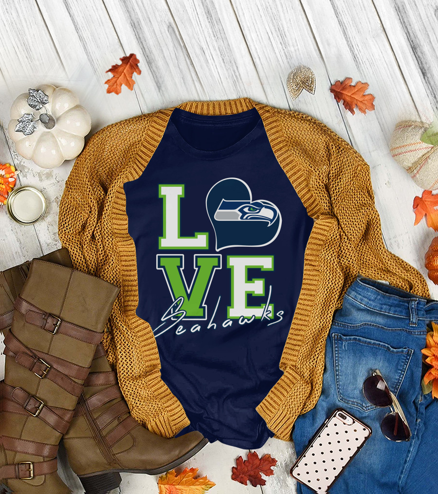 LOVE Seattle Seahawks Heart T-Shirt