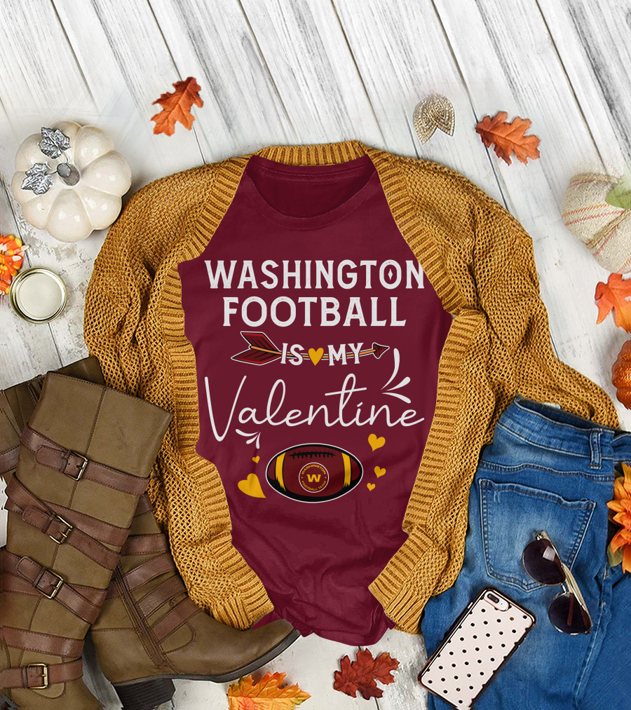 Washington Football Is My Valentine with Hearts and Arrow Football T-Shirt
