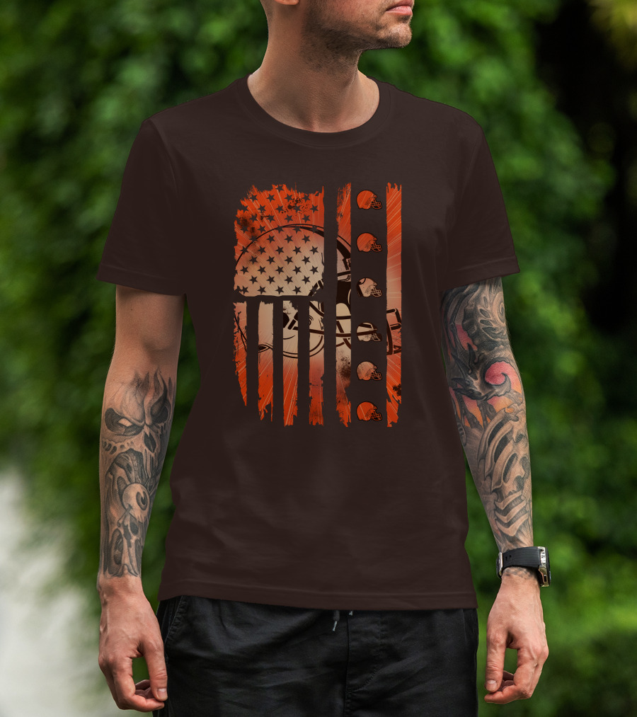 Cleveland Browns Helmet American Flag Edition T-Shirt