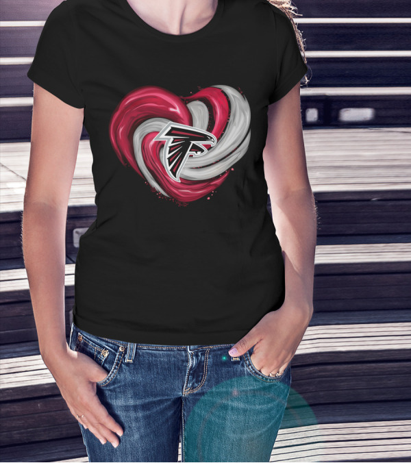 Atlanta Falcons Heart Swirl Emblem T-Shirt