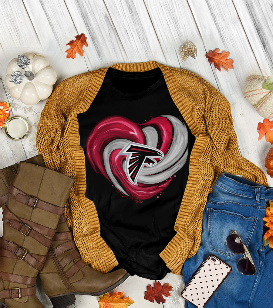 Atlanta Falcons Heart Swirl Emblem T-Shirt