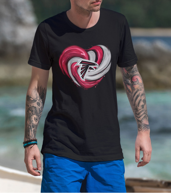 Atlanta Falcons Heart Swirl Emblem T-Shirt