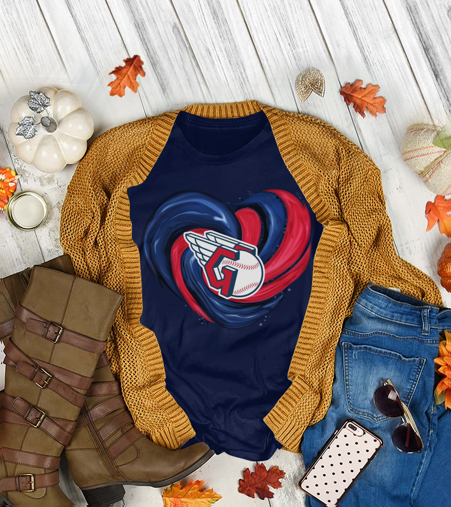 Cleveland Guardians Heart Tornado Baseball T-Shirt