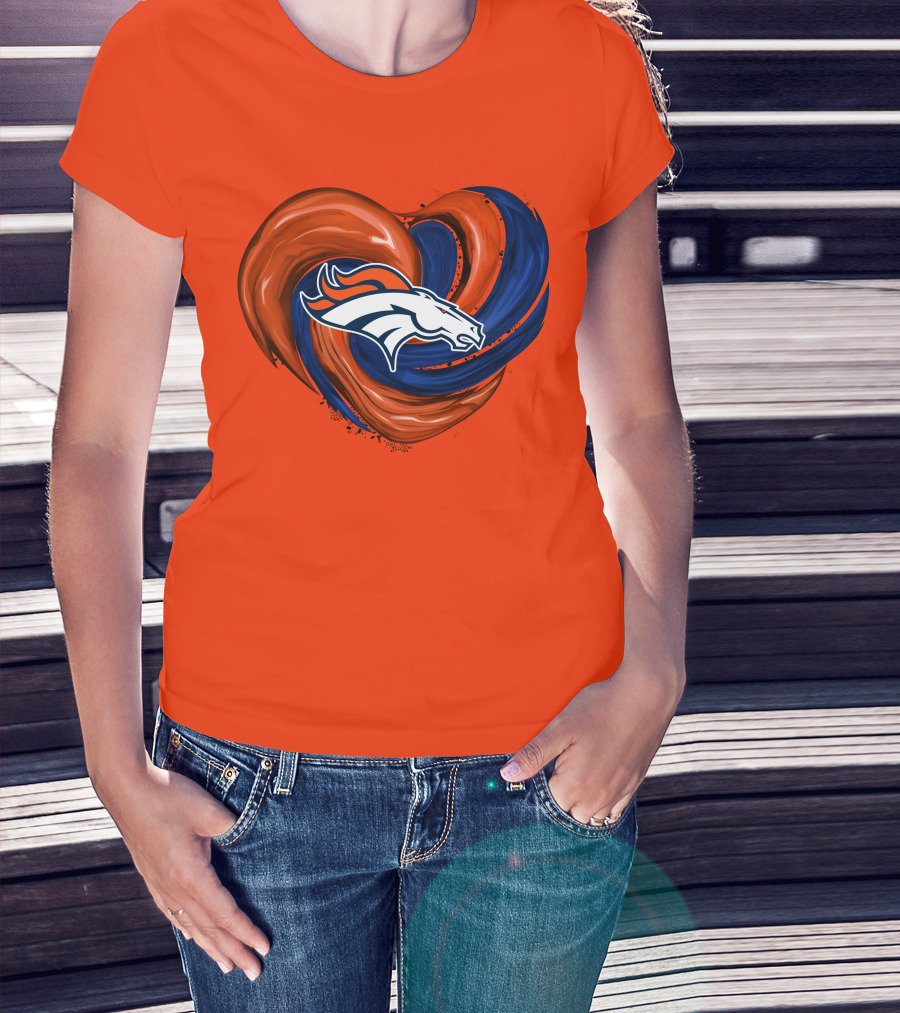Denver Broncos Heart Logo Swirl T-Shirt