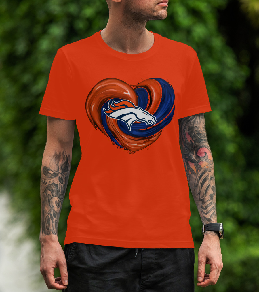 Denver Broncos Heart Logo Swirl T-Shirt
