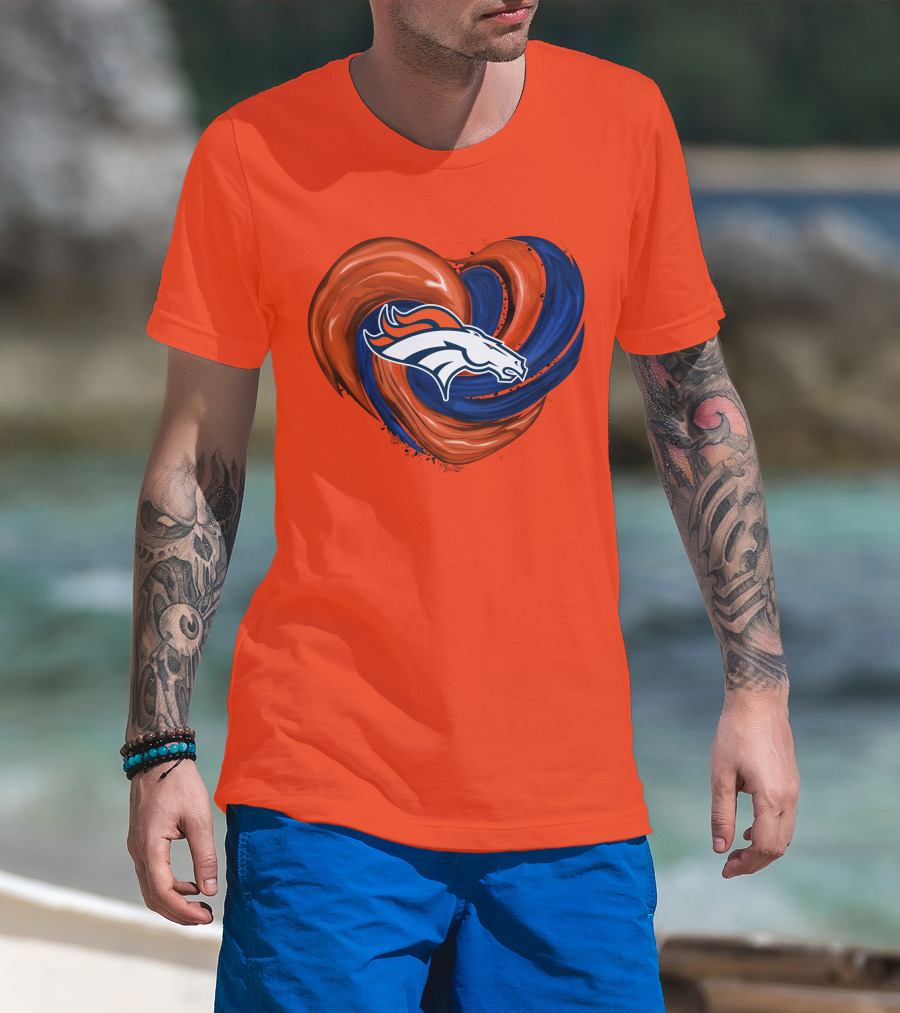 Denver Broncos Heart Logo Swirl T-Shirt