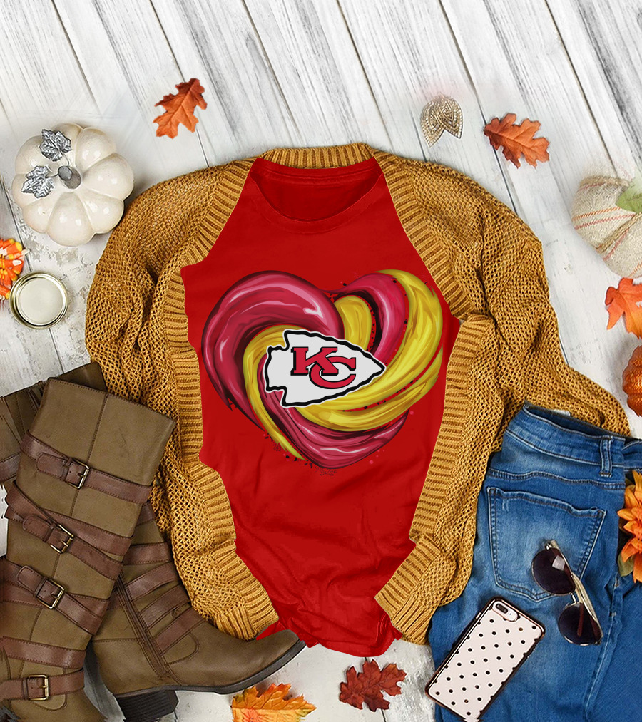 Kansas City Chiefs Heart KC Tornado Colors T-Shirt