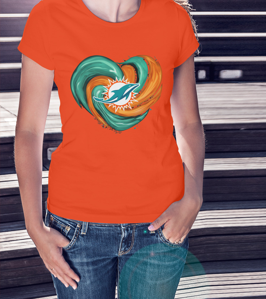 Miami Dolphins Heart Tornado Fan T-Shirt
