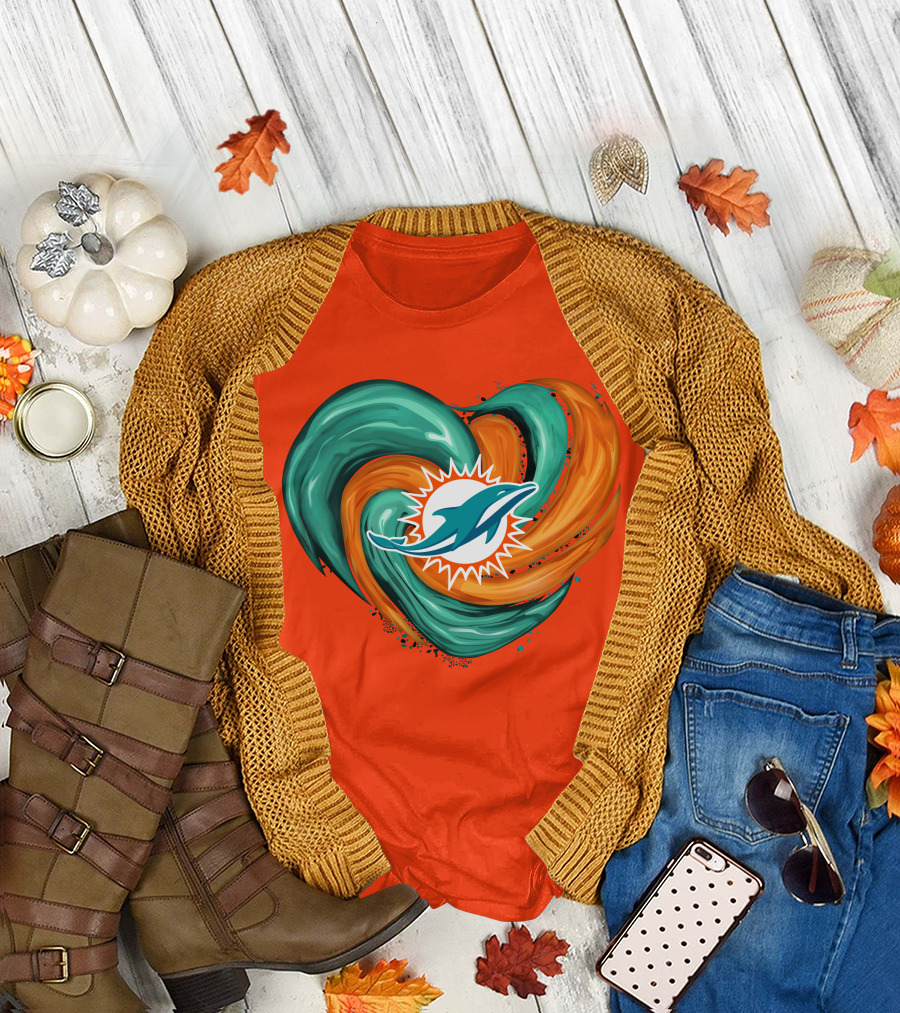 Miami Dolphins Heart Tornado Fan T-Shirt