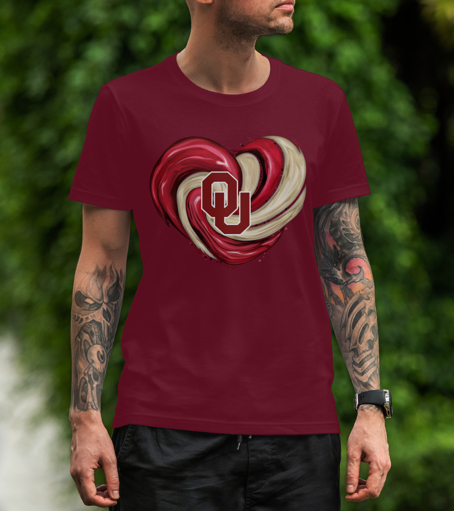 OU Red Gold Heart Tornado T-Shirt