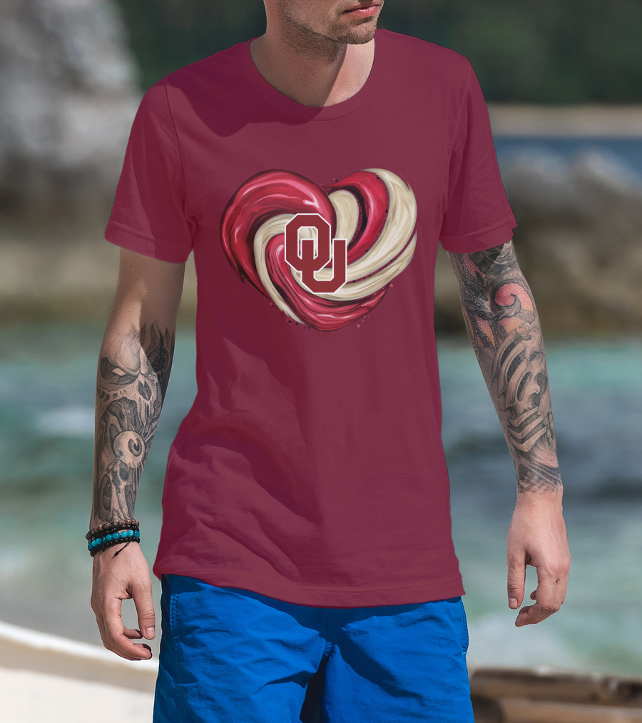 OU Red Gold Heart Tornado T-Shirt