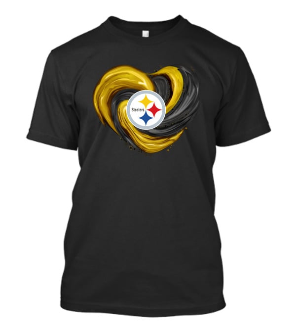 Steelers Tornado Heart Black And Gold Swirl T-Shirt