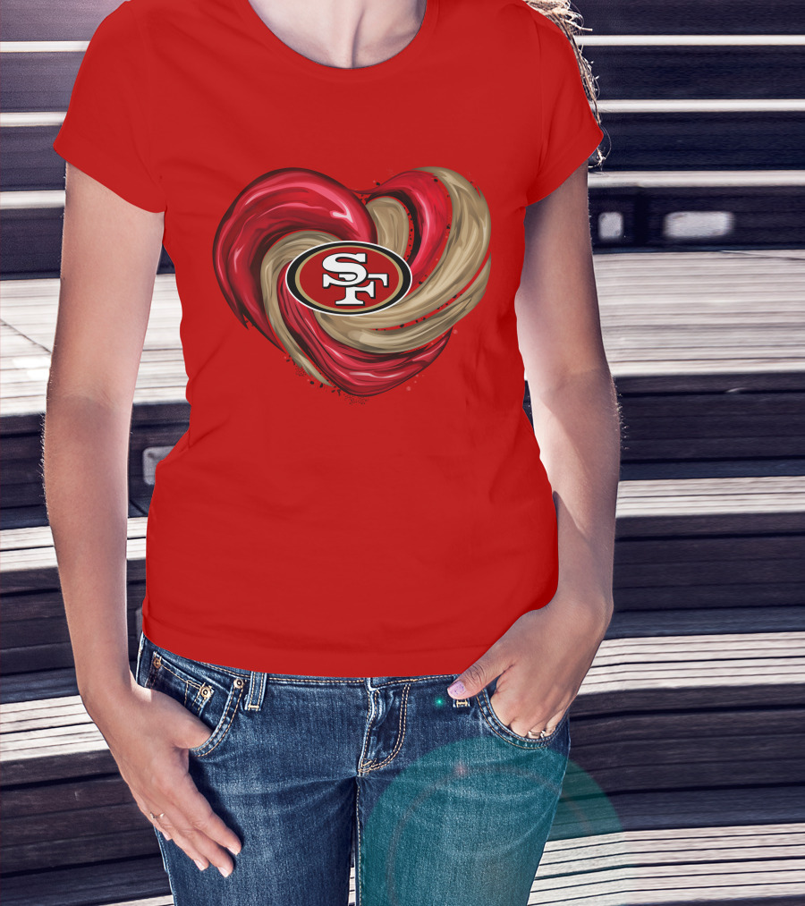 San Francisco 49ers Heart SF Logo Tornado T-Shirt