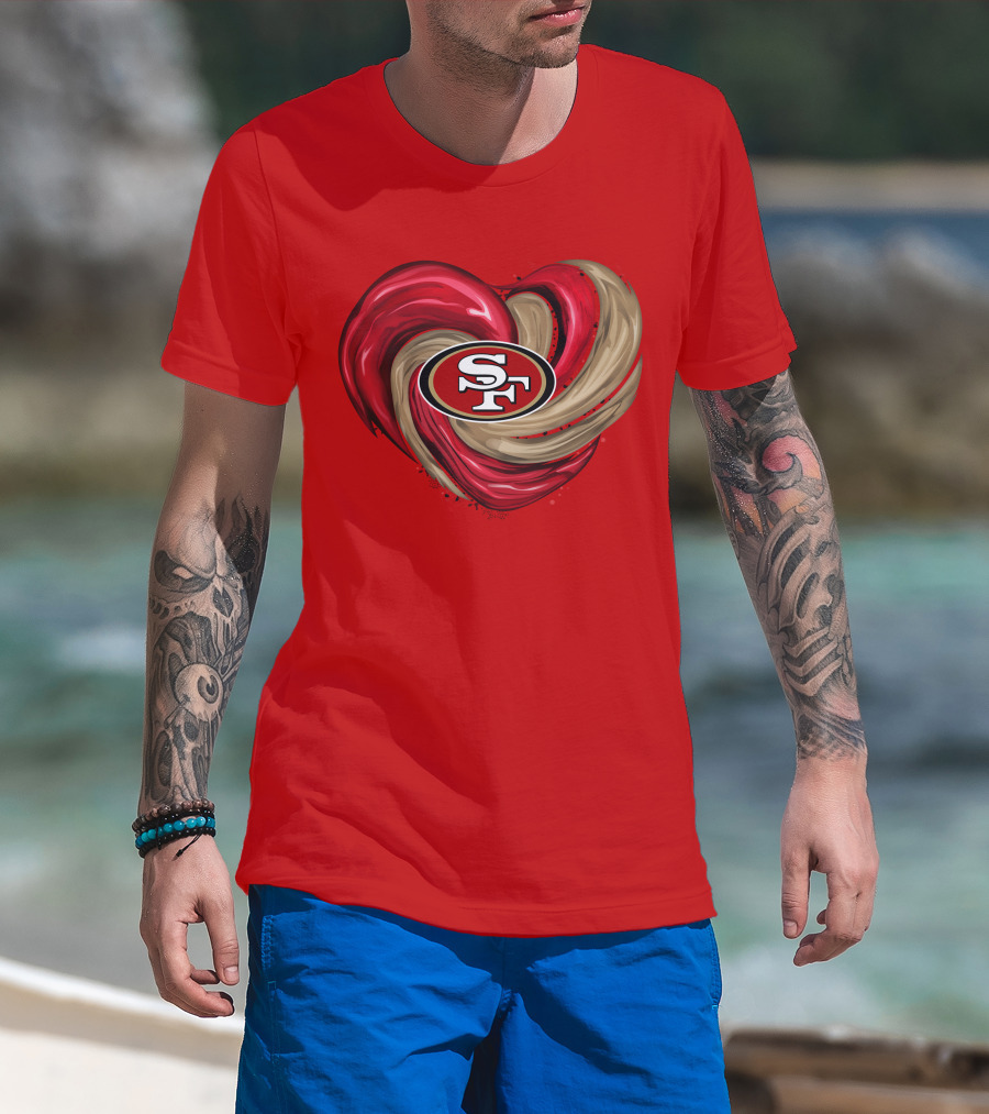 San Francisco 49ers Heart SF Logo Tornado T-Shirt