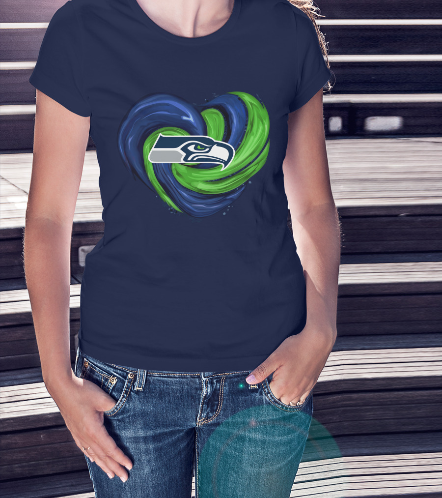 Seattle Seahawks Heart Logo Tornado T-Shirt