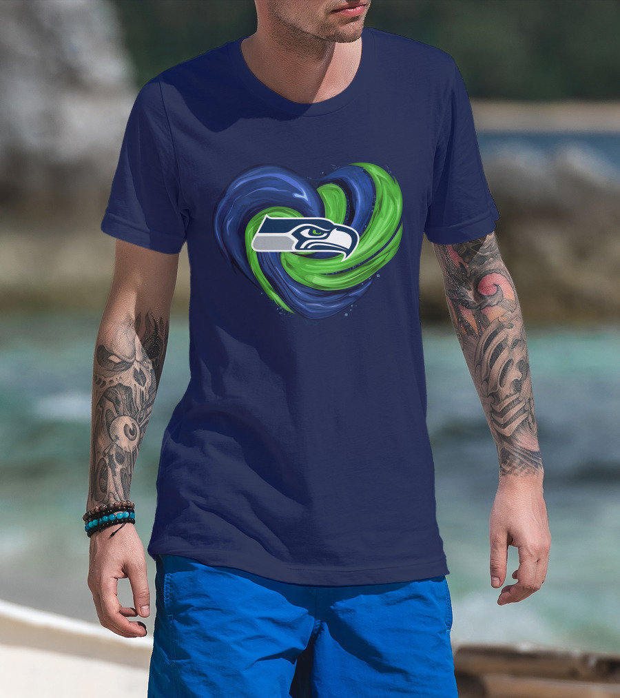 Seattle Seahawks Heart Logo Tornado T-Shirt