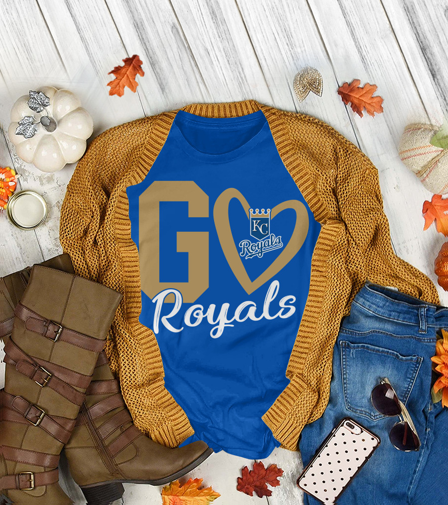Go Royals KC Heart Crown Logo Royals T-Shirt