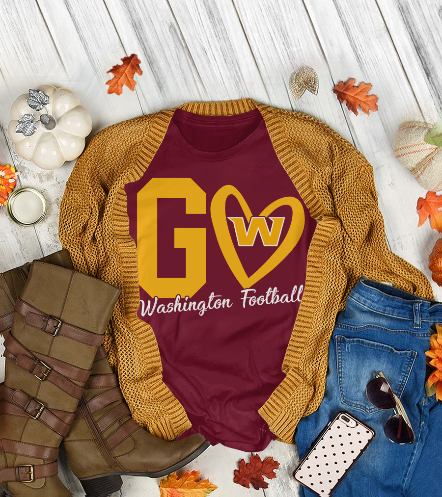 Go W Washington Football Team Heart T-Shirt
