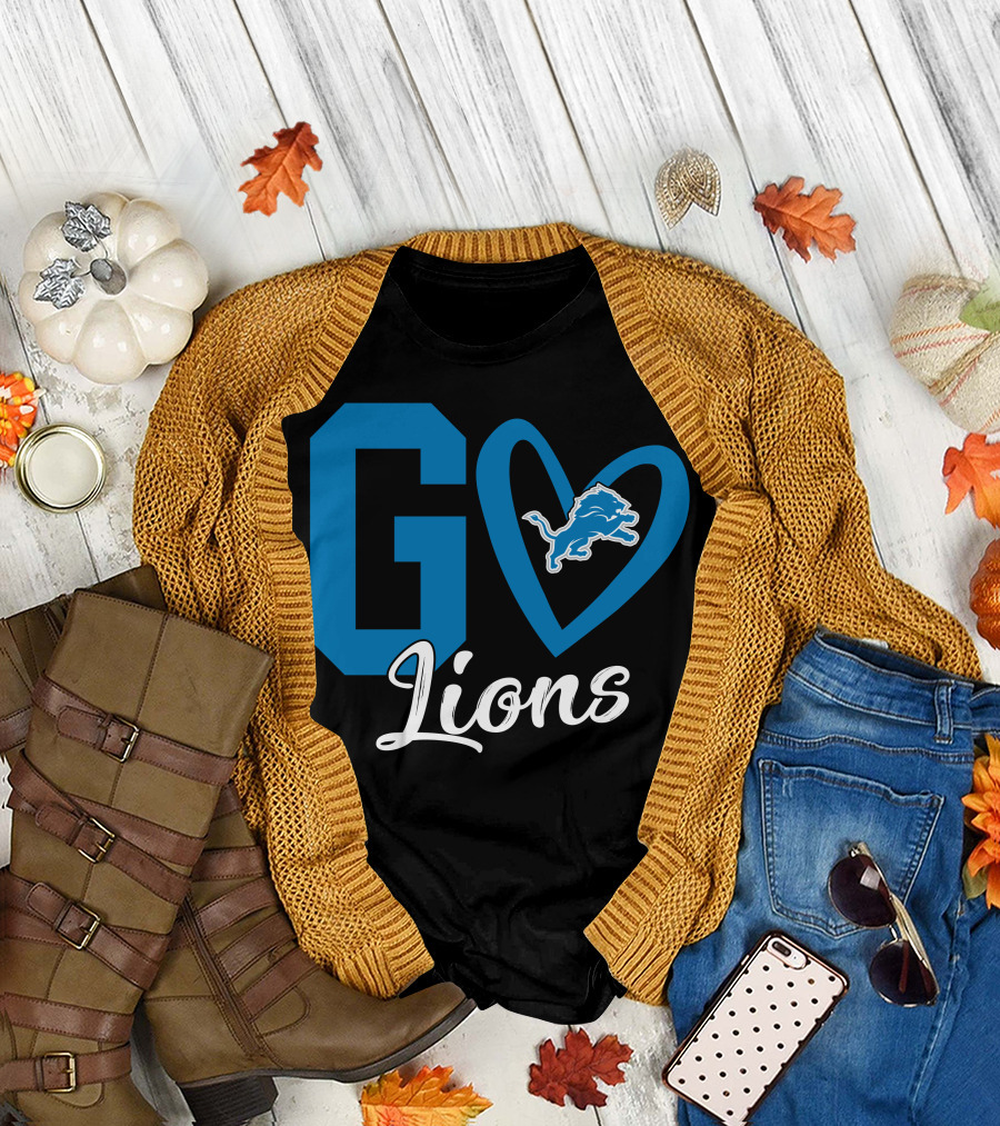 Go Lions Heart Detroit Lions T-Shirt