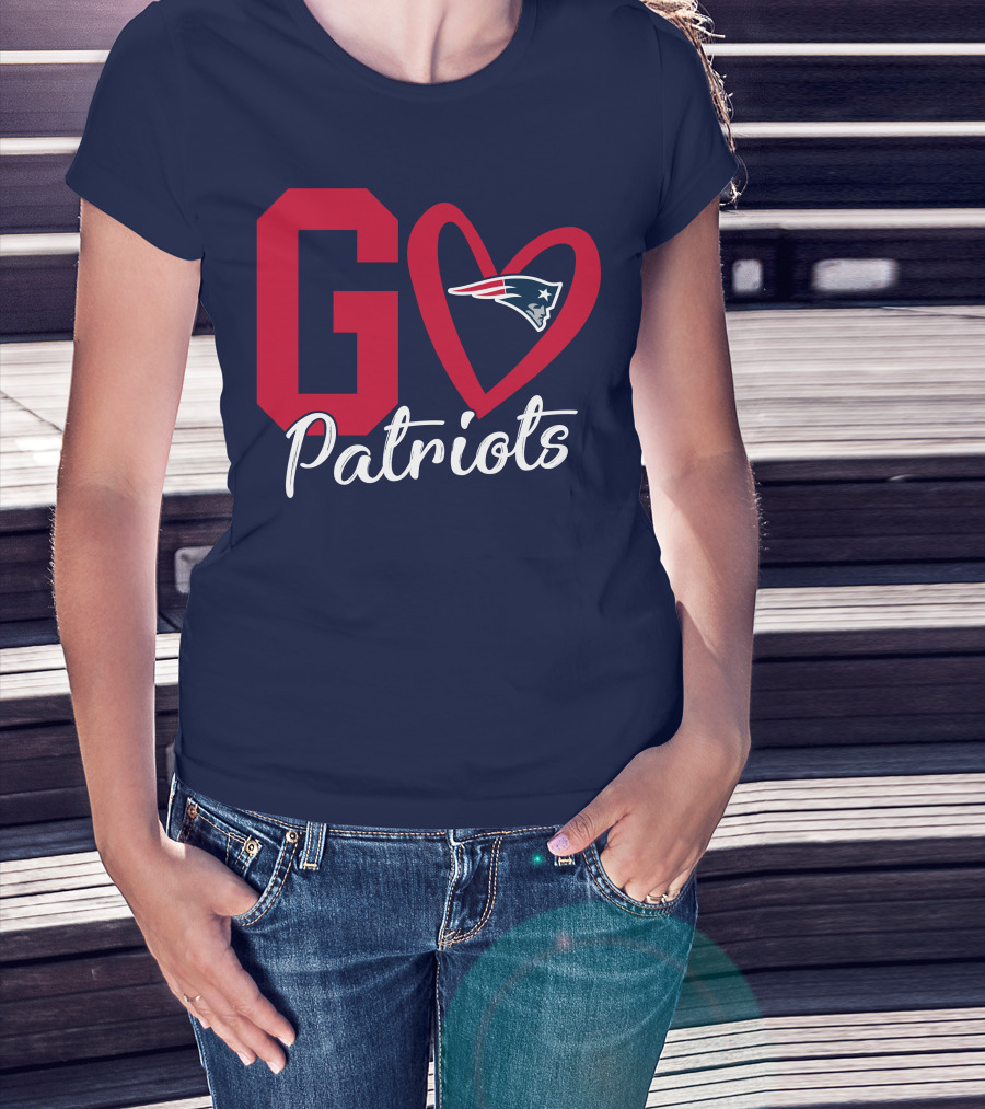 Go Patriots New England Patriots Logo Heart T-Shirt