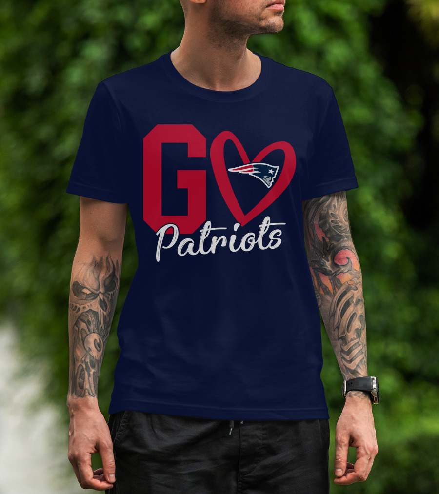 Go Patriots New England Patriots Logo Heart T-Shirt