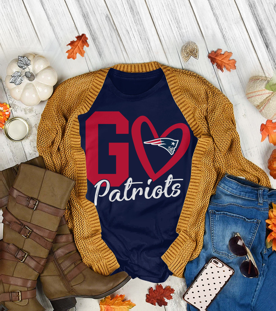 Go Patriots New England Patriots Logo Heart T-Shirt
