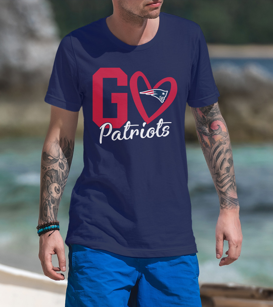 Go Patriots New England Patriots Logo Heart T-Shirt