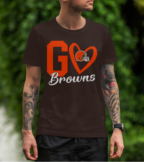 GO Heart Browns Football Helmet T-Shirt