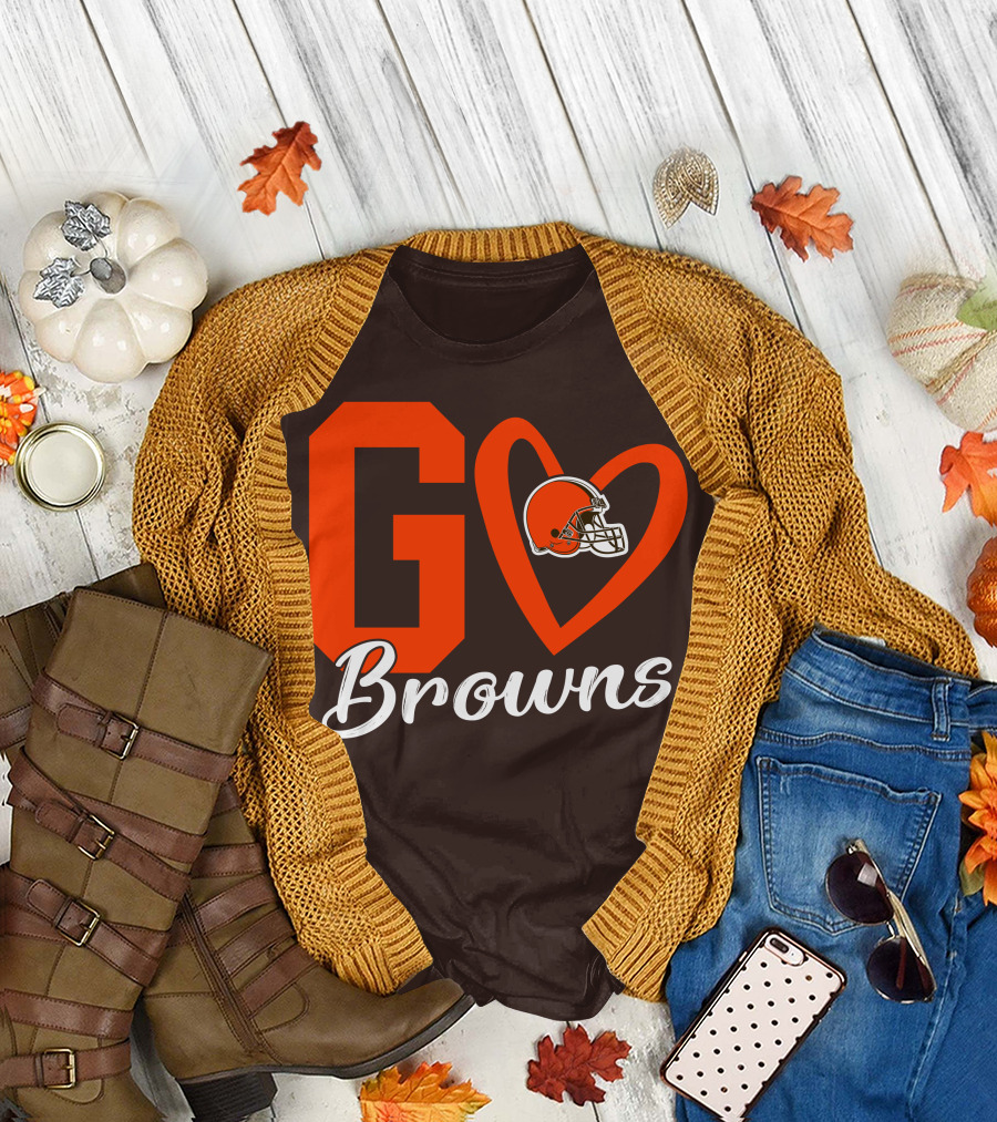 GO Heart Browns Football Helmet T-Shirt