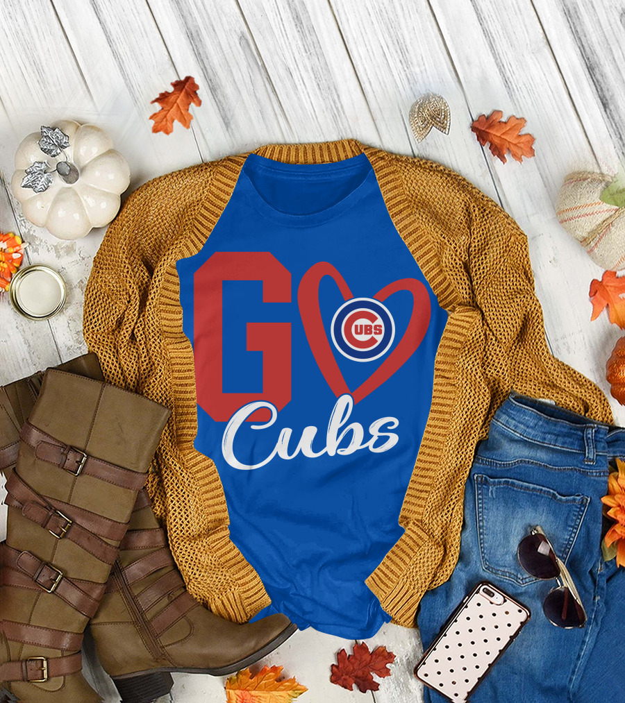 Go Cubs Love Heart with Chicago Cubs T-Shirt