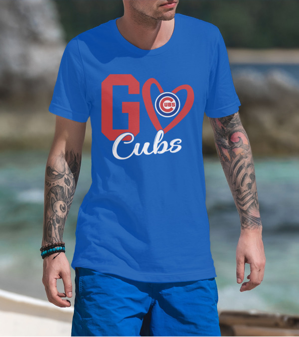 Go Cubs Love Heart With Chicago Cubs T-Shirt