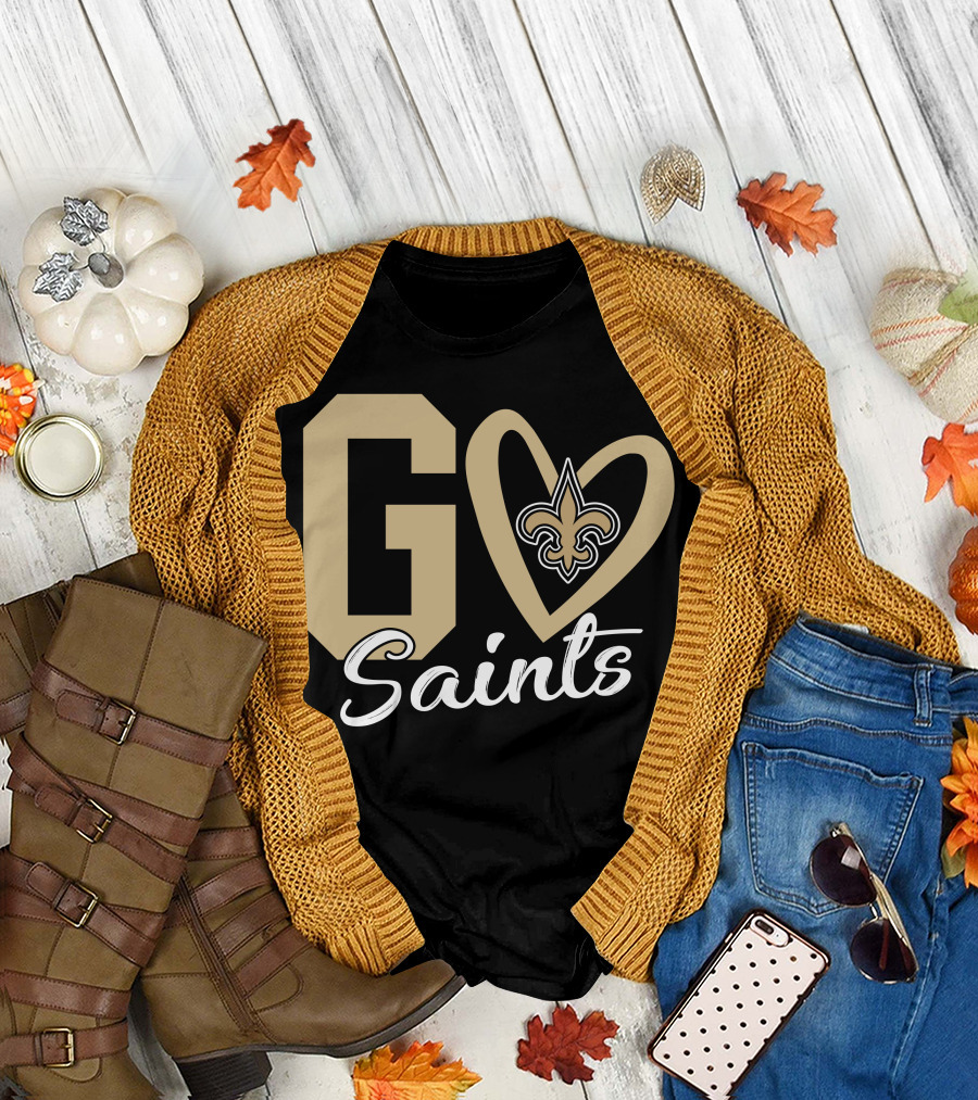 Go Saints Fleur-de-Lis Heart T-Shirt