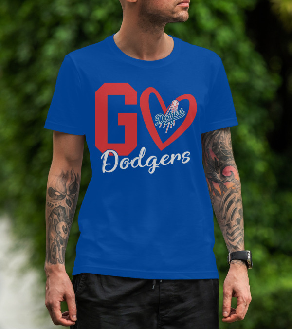 Go Dodgers Heart Logo Baseball Dodgers T-Shirt