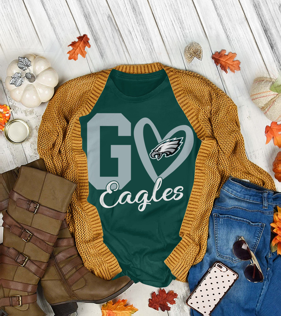 Go Eagles Philadelphia Eagles Logo Heart T-Shirt