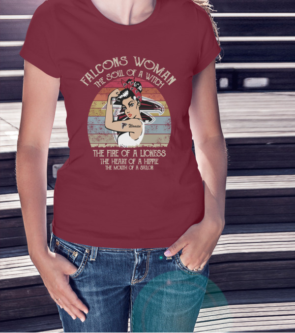 Falcons Woman The Soul Of A Witch The Fire Of A Lioness The Heart Of A Hippie The Mouth Of A Sailor T-Shirt