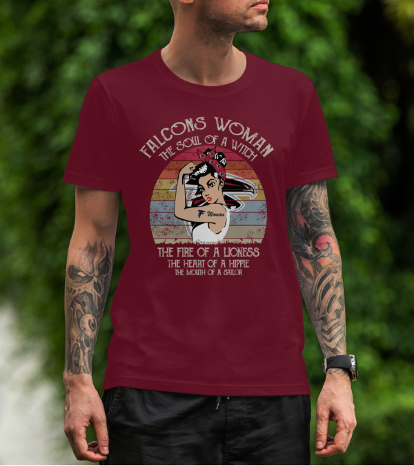 Falcons Woman The Soul Of A Witch The Fire Of A Lioness The Heart Of A Hippie The Mouth Of A Sailor T-Shirt