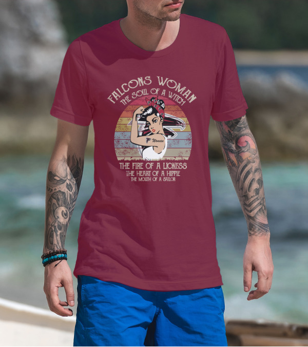Falcons Woman The Soul Of A Witch The Fire Of A Lioness The Heart Of A Hippie The Mouth Of A Sailor T-Shirt