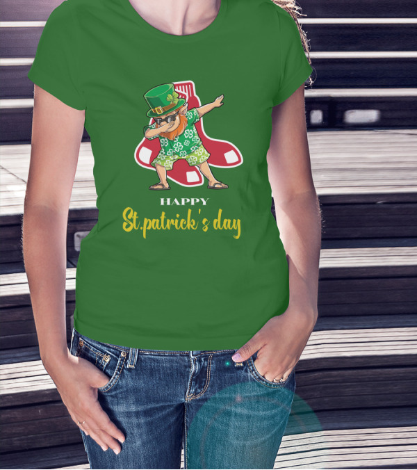 Happy St. Patrick's Day Boston Red Sox Dabbing Leprechaun T-Shirt