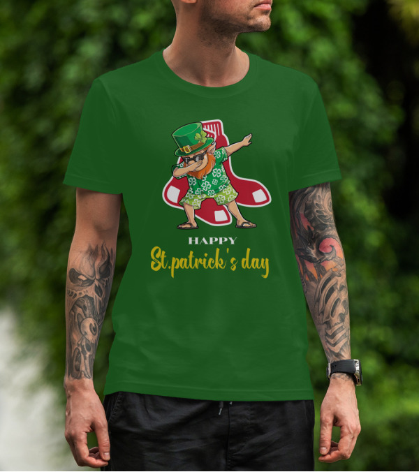 Happy St. Patrick's Day Boston Red Sox Dabbing Leprechaun T-Shirt