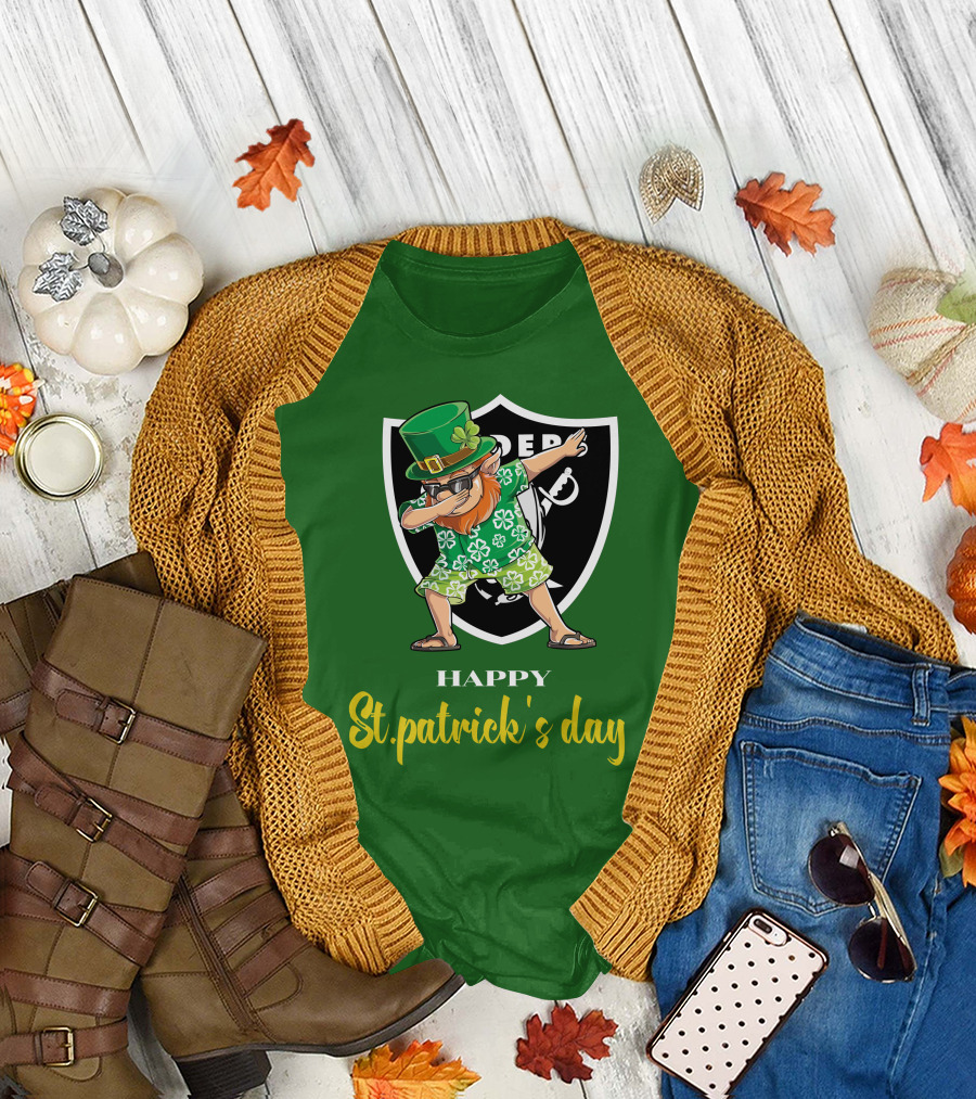 Las Vegas Raiders Happy St Patrick's Day Dabbing Leprechaun T-Shirt