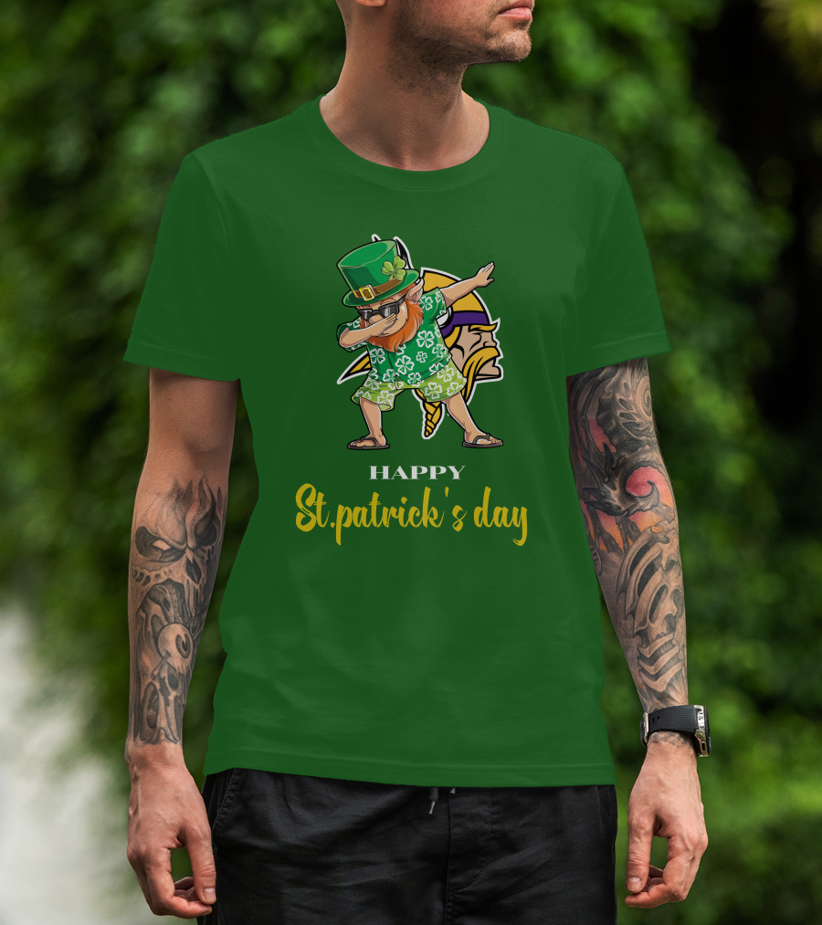 Happy St. Patrick's Day Dabbing Leprechaun Minnesota Vikings T-Shirt