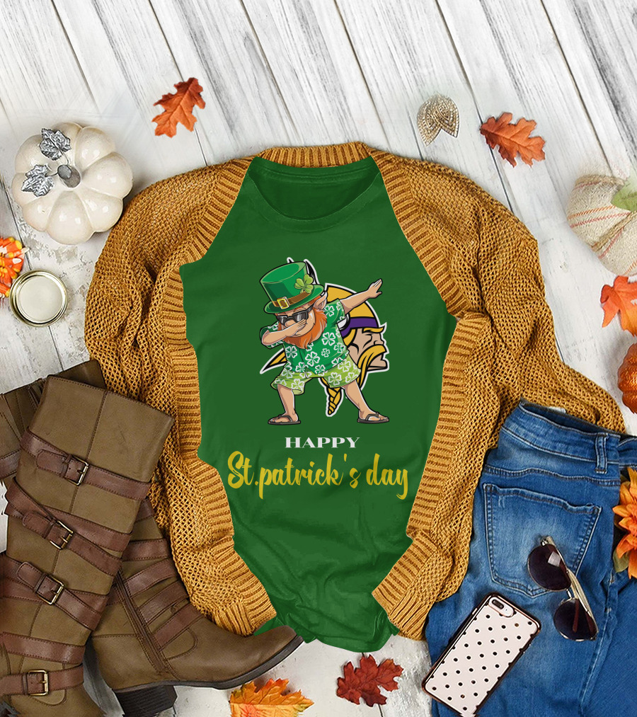 Happy St. Patrick's Day Dabbing Leprechaun Minnesota Vikings T-Shirt