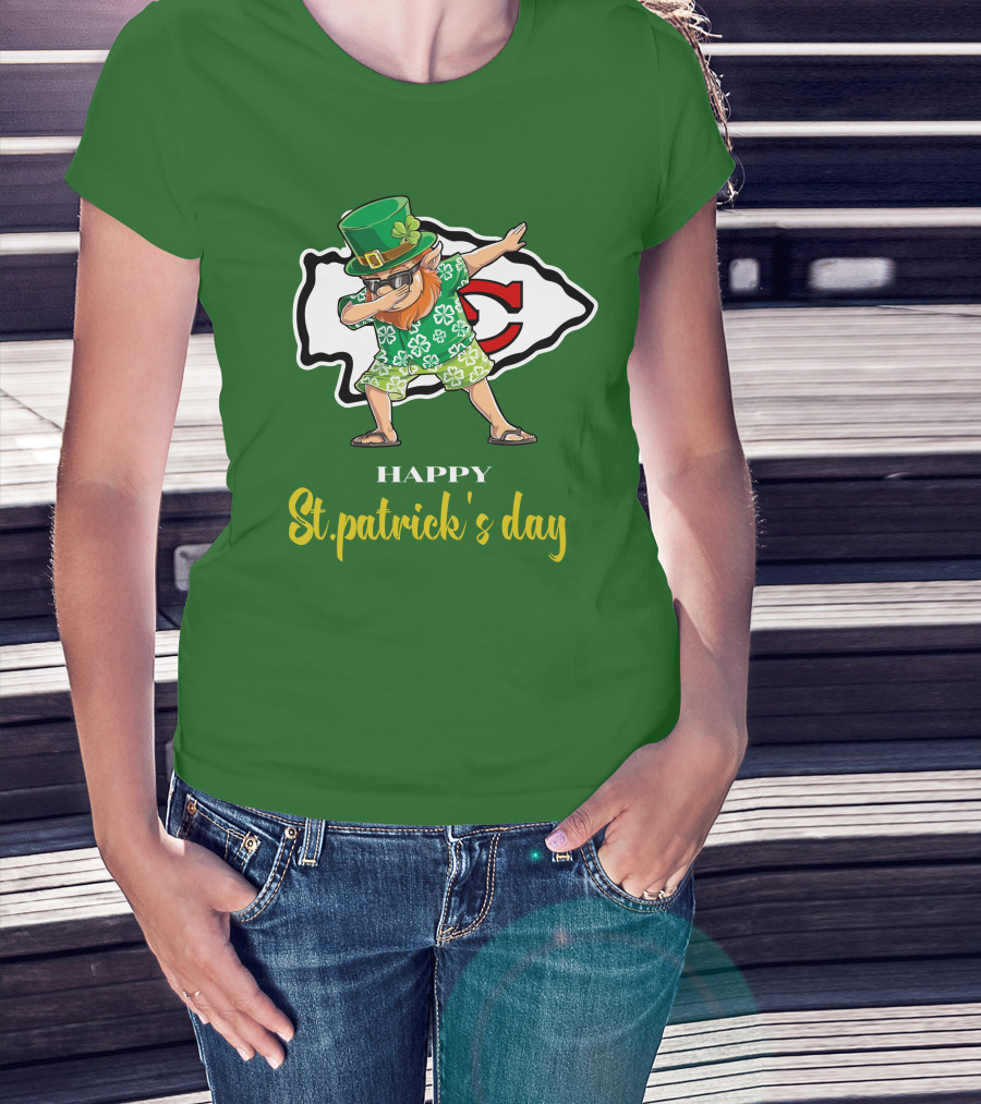 Happy St. Patrick's Day Kansas City Chiefs Dabbing Leprechaun T-Shirt