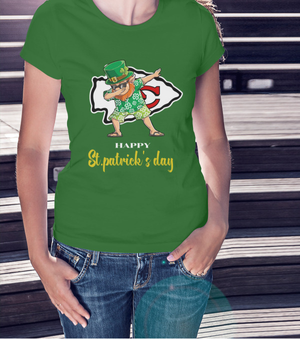 Happy St. Patrick's Day Kansas City Chiefs Dabbing Leprechaun T-Shirt