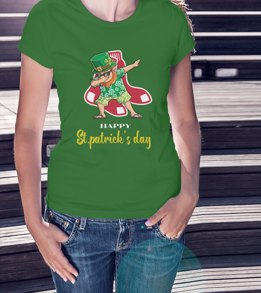 Happy St. Patrick's Day Boston Red Sox Dabbing Leprechaun T-Shirt