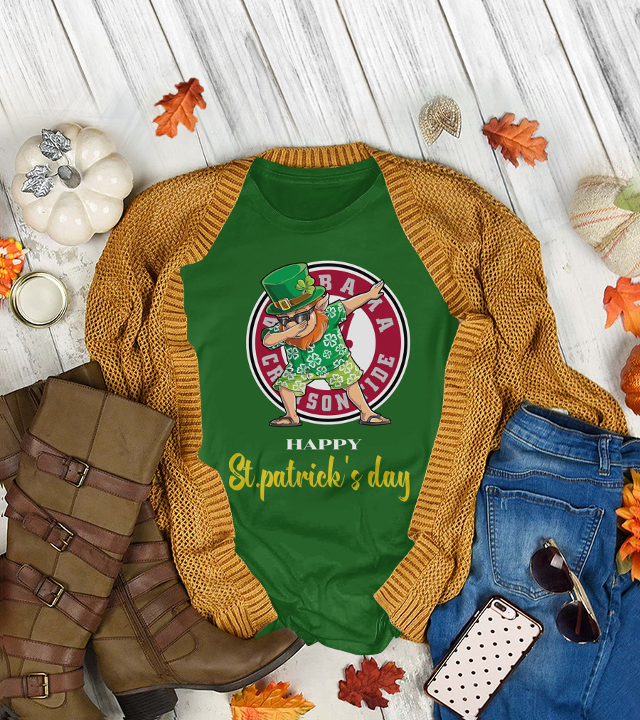 Alabama Crimson Tide St Patrick's Day Happy Dabbing Leprechaun T-Shirt
